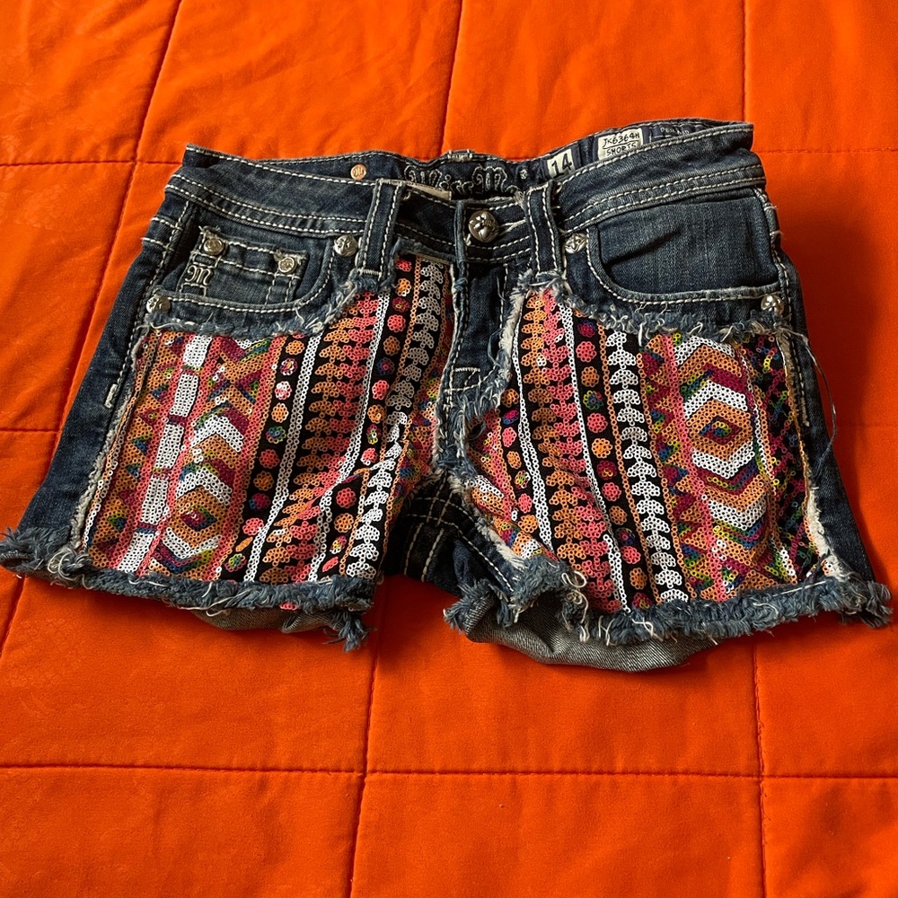 Colorful Embroidered Kids Denim Shorts